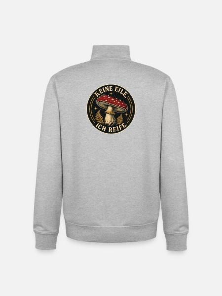 Keine Eile Pilz Badge - Unisex Organic Zip Sweatshirt von Stanley/Stella - Grau meliert