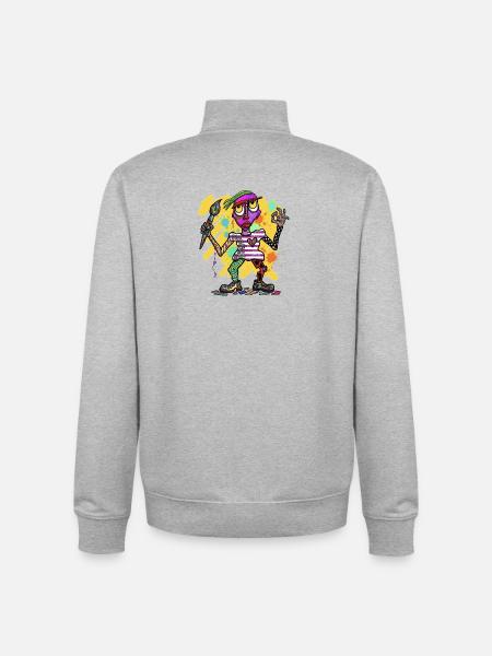 Bunte Fantasiefigur mit Farbklecks - Unisex Organic Zip Sweatshirt von Stanley/Stella - Grau meliert