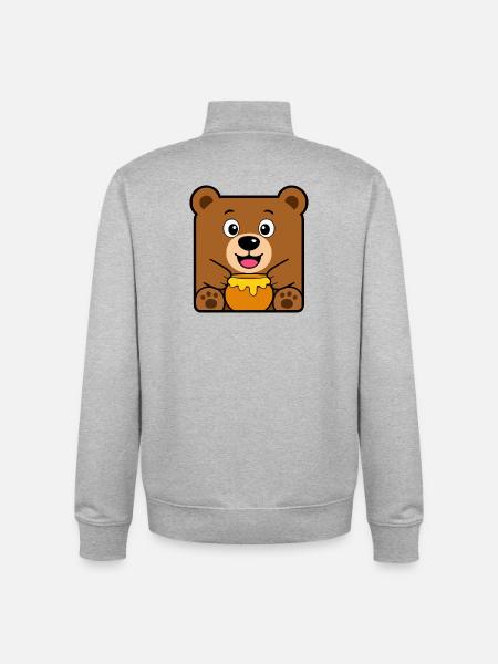 Bear - Unisex Organic Zip Sweatshirt by Stanley/Stella - heather grey