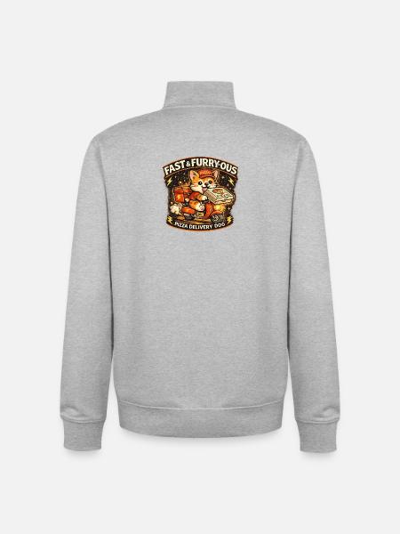 Pizzalieferhund auf Roller - Unisex Organic Zip Sweatshirt von Stanley/Stella - Grau meliert