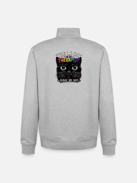 Katzentherapie: Bunte Pfotenträume - Unisex Organic Zip Sweatshirt von Stanley/Stella - Grau meliert