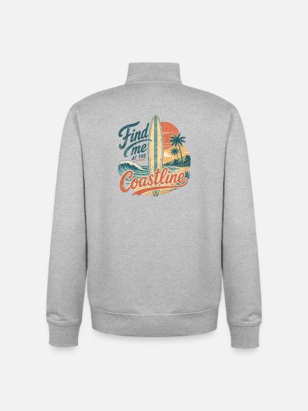 Find me at the coastline - Unisex Organic Zip Sweatshirt by Stanley/Stella - heather grey