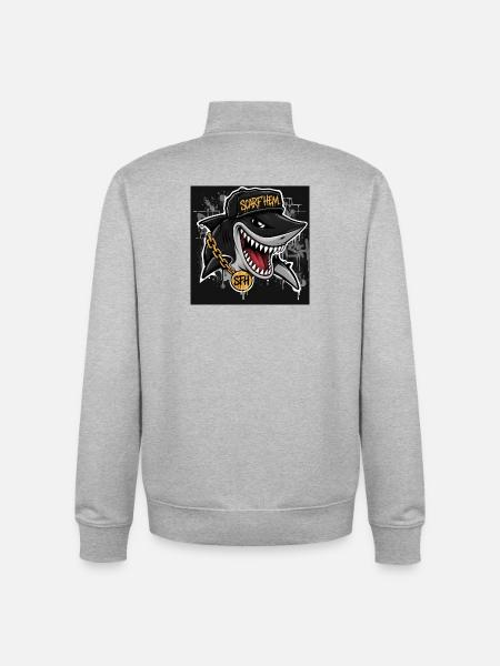 Shark SCARF'HEM Graffiti Streetwear - Unisex Organic Zip Sweatshirt by Stanley/Stella - heather grey