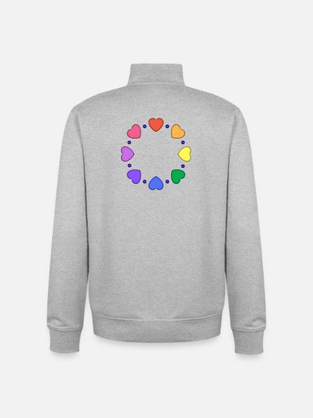 Bunter Herzkreis aus Herzen - Unisex Organic Zip Sweatshirt von Stanley/Stella - Grau meliert