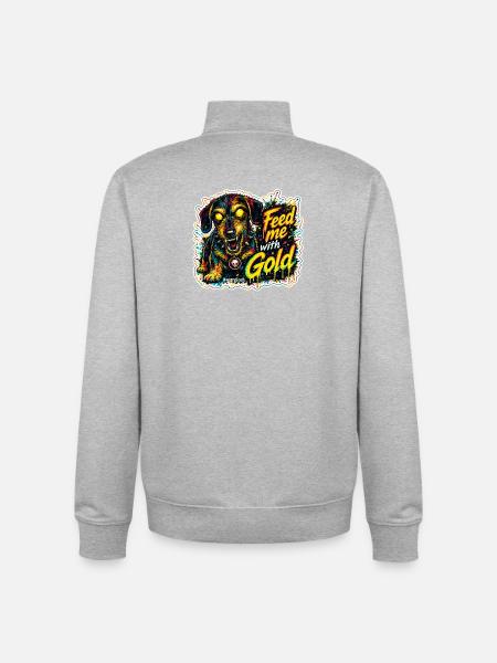 Feed me Gold - Unisex Organic Zip Sweatshirt von Stanley/Stella - Grau meliert