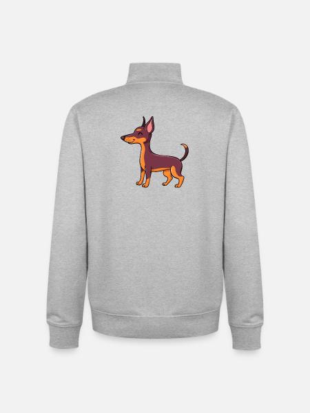 Kleiner Pinscher (Comic) - Unisex Organic Zip Sweatshirt von Stanley/Stella - Grau meliert