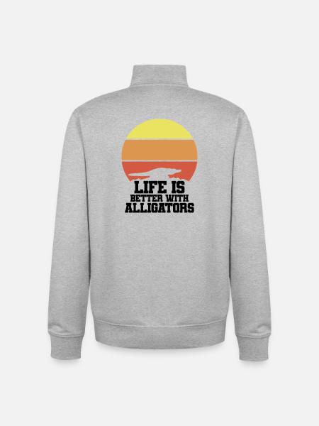 Alligator Silhouette Sonnenuntergang - Unisex Organic Zip Sweatshirt von Stanley/Stella - Grau meliert