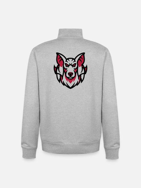 Weisser Wolf Maskottchen - Unisex Organic Zip Sweatshirt von Stanley/Stella - Grau meliert