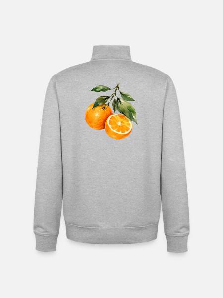 Orangen Aquarell Obstzweig - Unisex Organic Zip Sweatshirt von Stanley/Stella - Grau meliert