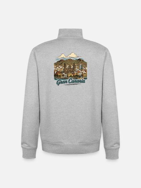 Gran Canaria Küstenpanorama - Unisex Organic Zip Sweatshirt von Stanley/Stella - Grau meliert