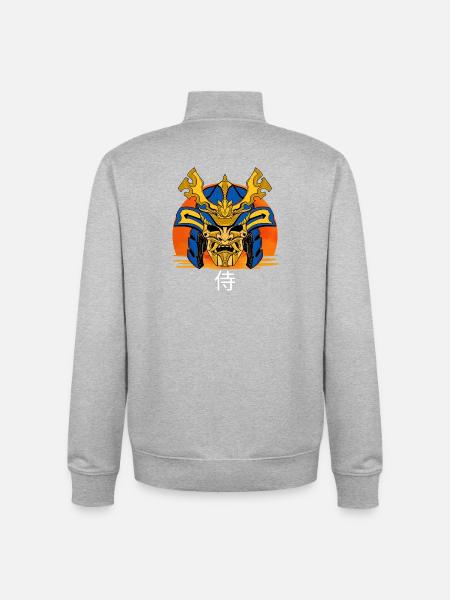 Golden Mask Samurai-Wappen - Unisex Organic Zip Sweatshirt von Stanley/Stella - Grau meliert