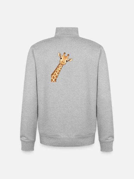 Giraffe Shirt, Animal Lover Tshirt - Unisex Organic Zip Sweatshirt by Stanley/Stella - heather grey