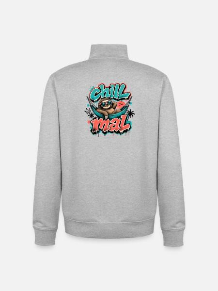 Chill Times Cool Sloth Graffiti Design - Unisex Organic Zip Sweatshirt by Stanley/Stella - heather grey