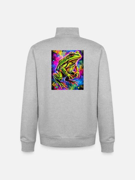 grenouille - Sweat zippé unisexe en coton bio Stanley/Stella - gris chiné
