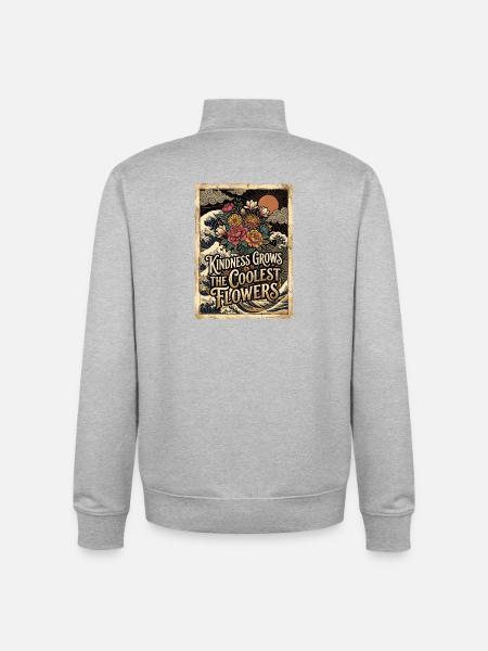 Kindness Grows The Coolest Flowers - Unisex Organic Zip Sweatshirt by Stanley/Stella - heather grey