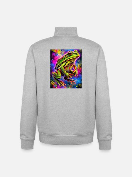 Frosch - Unisex Organic Zip Sweatshirt von Stanley/Stella - Grau meliert