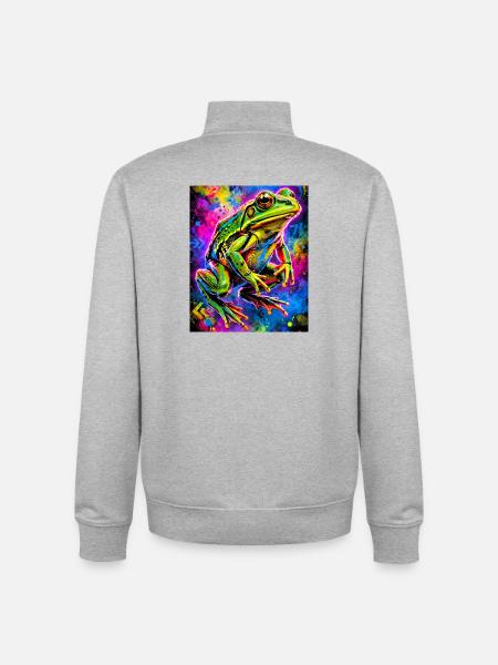 frog - Unisex Organic Zip Sweatshirt by Stanley/Stella - heather grey