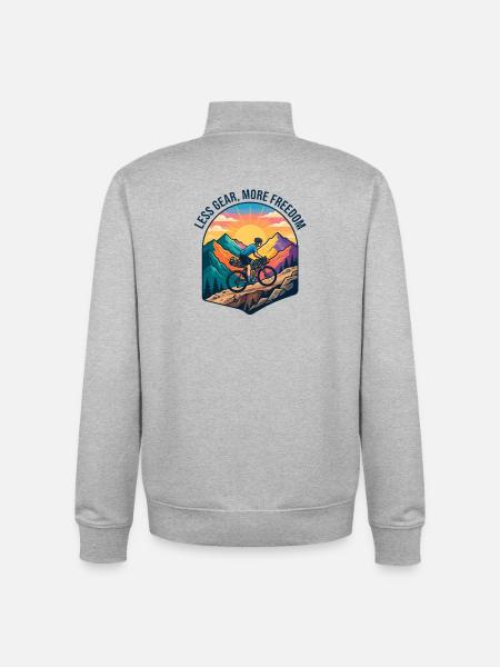 Bikepacking Mountain Ridge Cycling - Unisex Organic Zip Sweatshirt by Stanley/Stella - heather grey