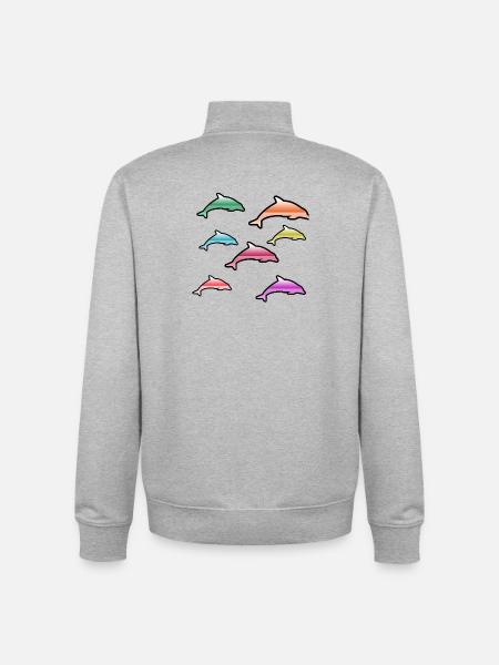 Dolphins - Unisex Organic Zip Sweatshirt by Stanley/Stella - heather grey