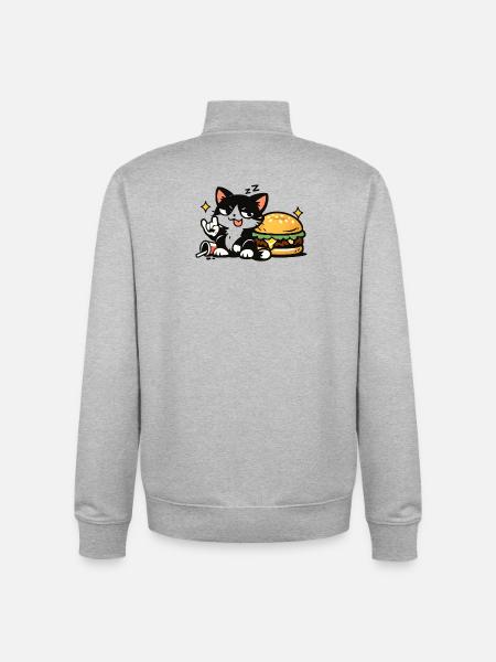 Sleepy Rebel Cat – Nope I’m Napping - Unisex Organic Zip Sweatshirt by Stanley/Stella - heather grey