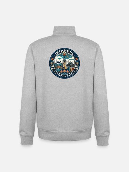 Istanbul Turkey Cats - Unisex Organic Zip Sweatshirt by Stanley/Stella - heather grey