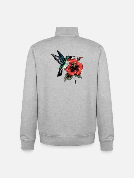 Wing Beat In Ink - Unisex Organic Zip Sweatshirt by Stanley/Stella - heather grey