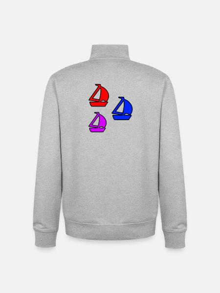 sailboats - Unisex Organic Zip Sweatshirt by Stanley/Stella - heather grey