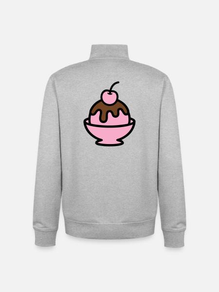 Sundae Cherry Artwork - Unisex Organic Zip Sweatshirt by Stanley/Stella - heather grey