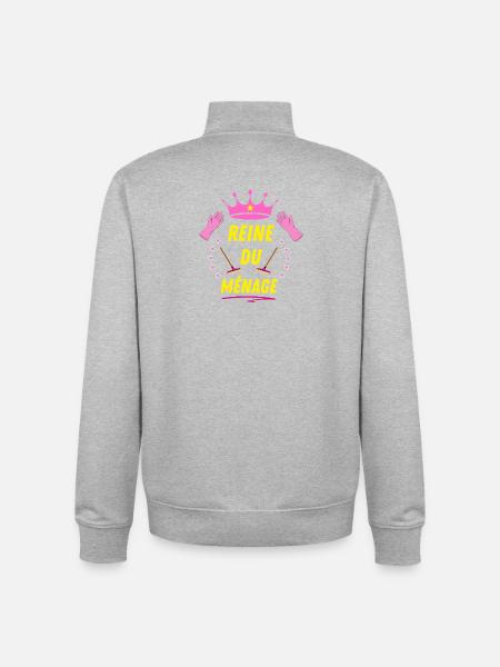 Reine du Ménage - Sweat zippé unisexe en coton bio Stanley/Stella - gris chiné