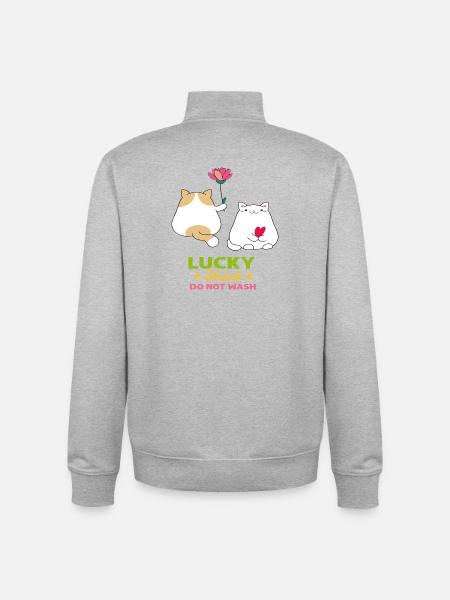 Cat Love - Unisex Organic Zip Sweatshirt by Stanley/Stella - heather grey