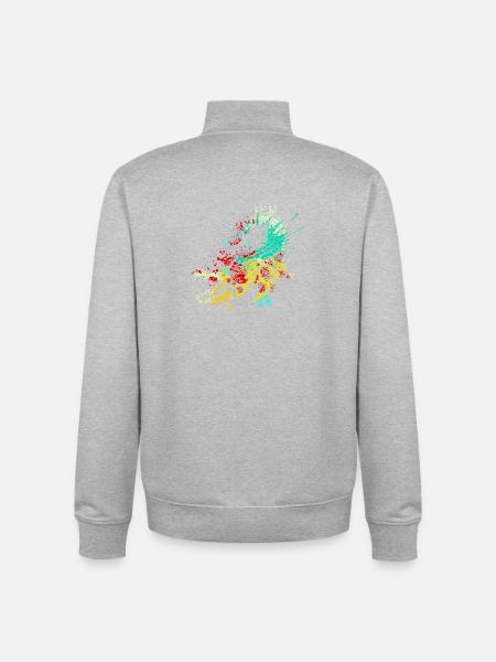Splash Art Wild Crocodile - Unisex Organic Zip Sweatshirt by Stanley/Stella - heather grey