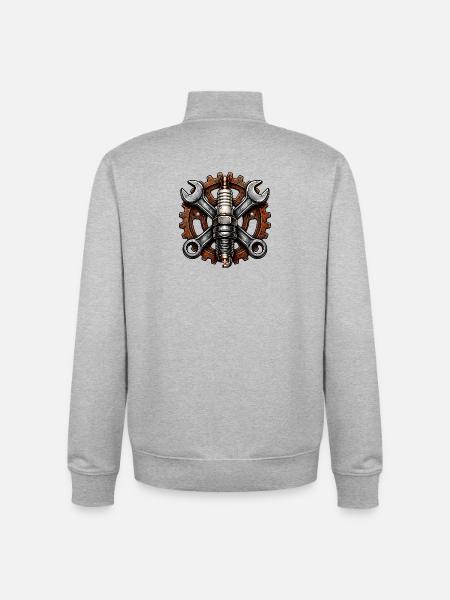 Schraubenkraft: Zahnräder Zündkerze - Unisex Organic Zip Sweatshirt von Stanley/Stella - Grau meliert