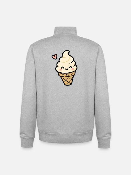 Kawaii Vanille-Eiscreme - Unisex Organic Zip Sweatshirt von Stanley/Stella - Grau meliert
