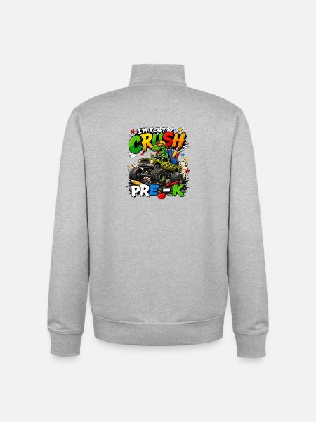T-Rex Monstertruck Vorschule - Unisex Organic Zip Sweatshirt von Stanley/Stella - Grau meliert