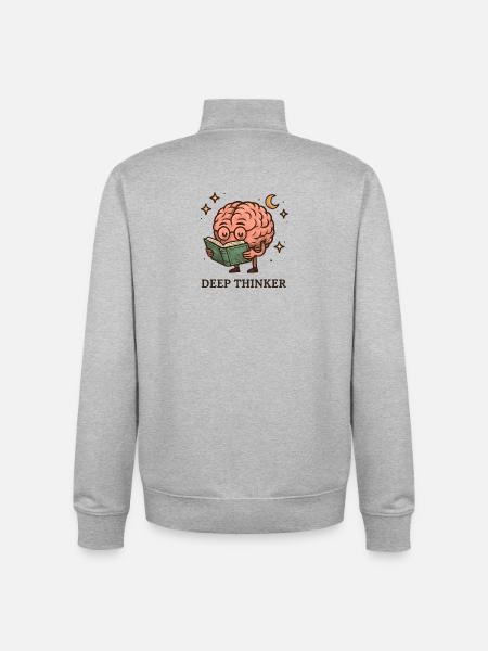 Deep thinker brain while reading - Unisex Organic Zip Sweatshirt by Stanley/Stella - heather grey
