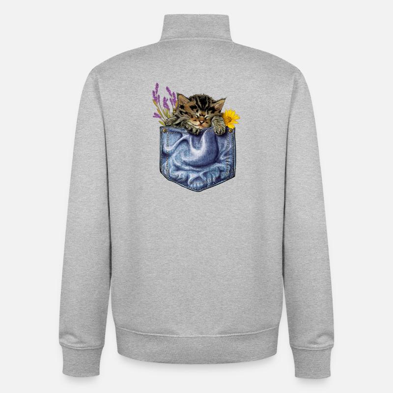 Kätzchen Tasche - Unisex Organic Zip Sweatshirt von Stanley/Stella - Grau meliert