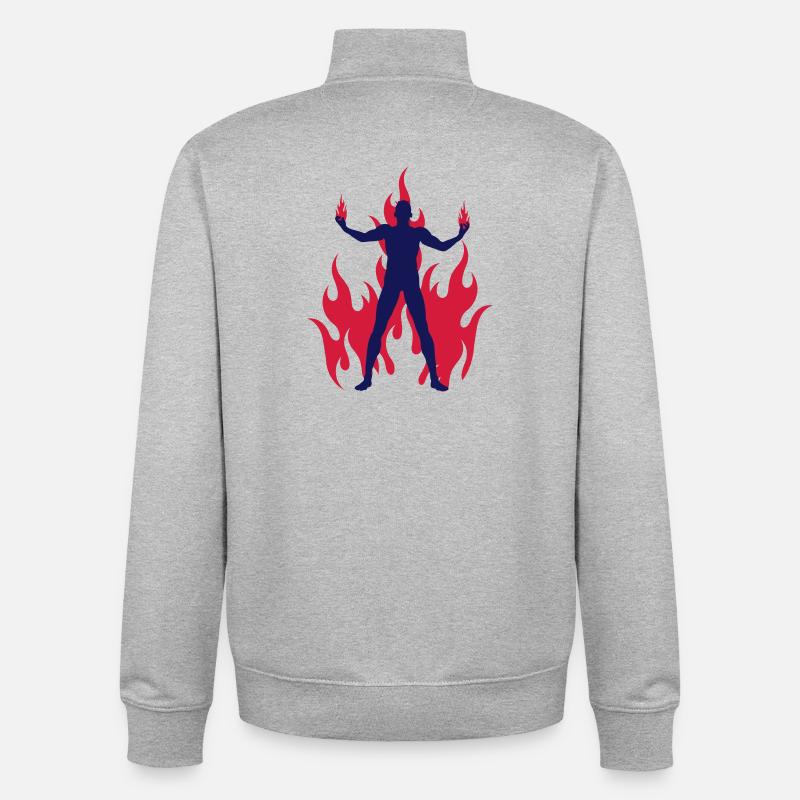 rocking devil - rockender teufel - flammen flames - Unisex Organic Zip Sweatshirt von Stanley/Stella - Grau meliert