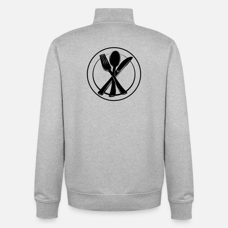 Messer, Gabel und Löffel auf Teller - Unisex Organic Zip Sweatshirt von Stanley/Stella - Grau meliert