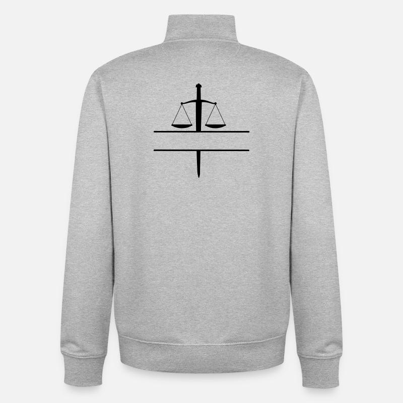 Monogramme de l’épée de justice - Sweat zippé unisexe en coton bio Stanley/Stella - gris chiné