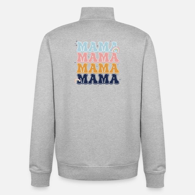 Lettres arc-en-ciel Pastel Mama - Sweat zippé unisexe en coton bio Stanley/Stella - gris chiné
