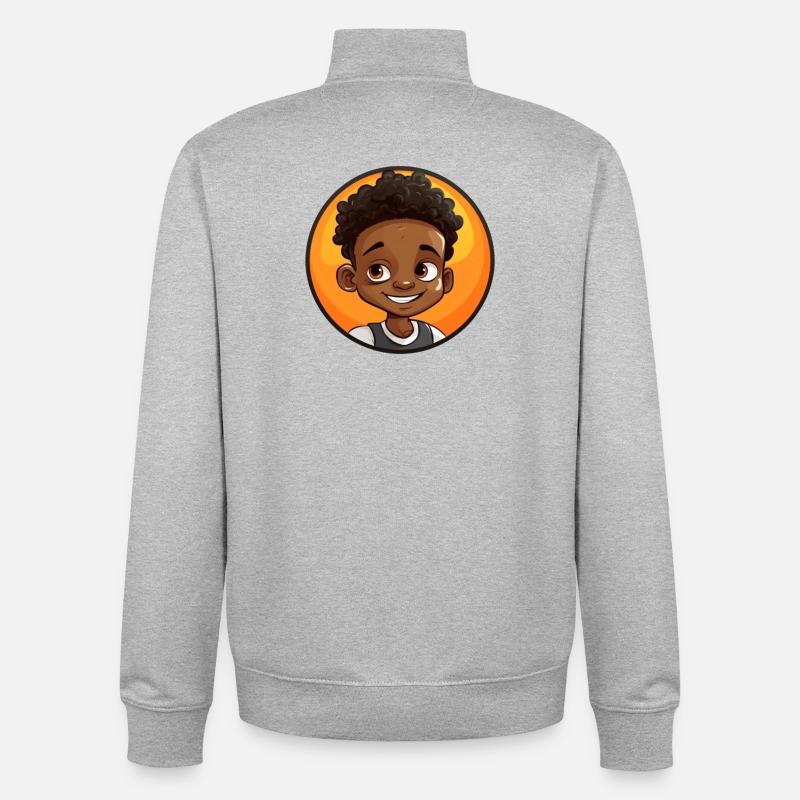 Afro Schwarz Kind Junge Mädchen Empowerment Mädche - Unisex Organic Zip Sweatshirt von Stanley/Stella - Grau meliert