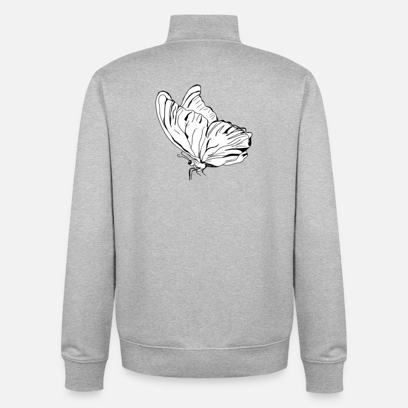 butterfly vecter - Unisex Organic Zip Sweatshirt by Stanley/Stella - heather grey