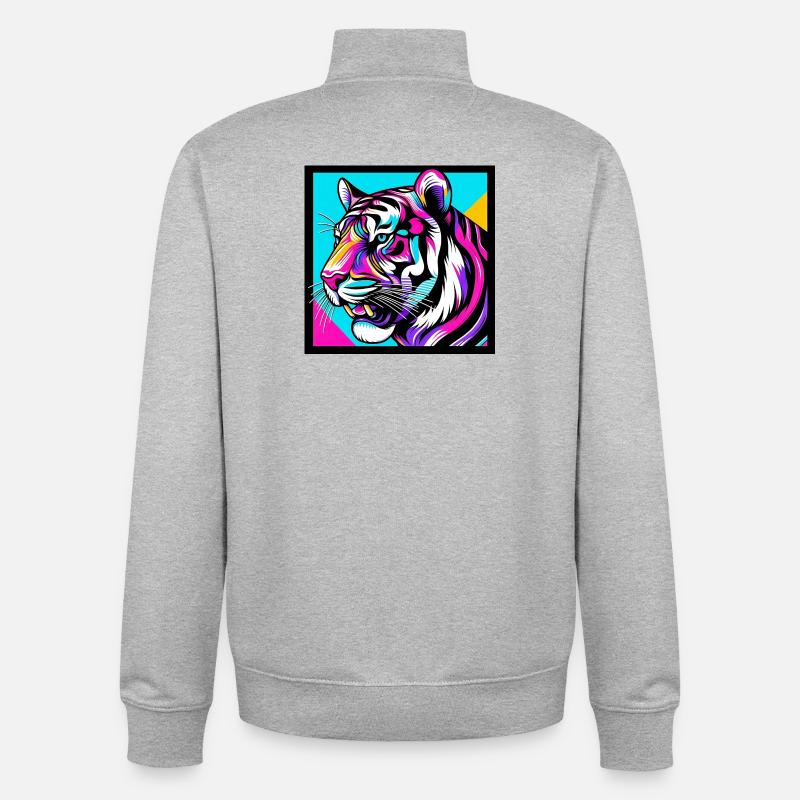 Tiger - Unisex Organic Zip Sweatshirt von Stanley/Stella - Grau meliert