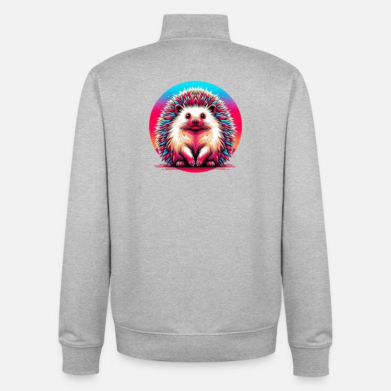 Hérisson - Sweat zippé unisexe en coton bio Stanley/Stella - gris chiné