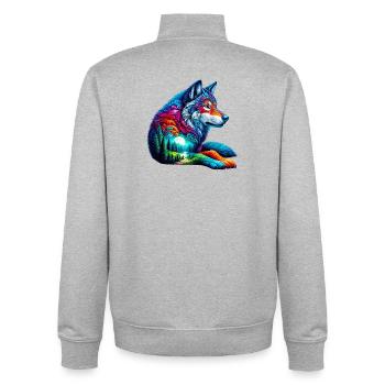 Loup - Sweat zippé unisexe en coton bio Stanley/Stella - gris chiné - Dos - AI Model Male 185 light (185cm)