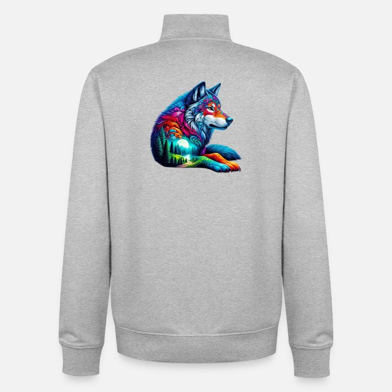 Wolf - Unisex Organic Zip Sweatshirt von Stanley/Stella - Grau meliert