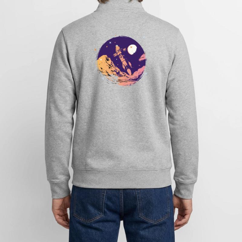fusée espace école de l’espace début Allez nerd de l’espace Sweat zippé unisexe en coton bio Stanley/Stella