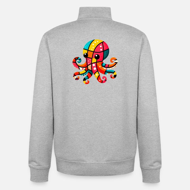Octopus - Unisex Organic Zip Sweatshirt by Stanley/Stella - heather grey