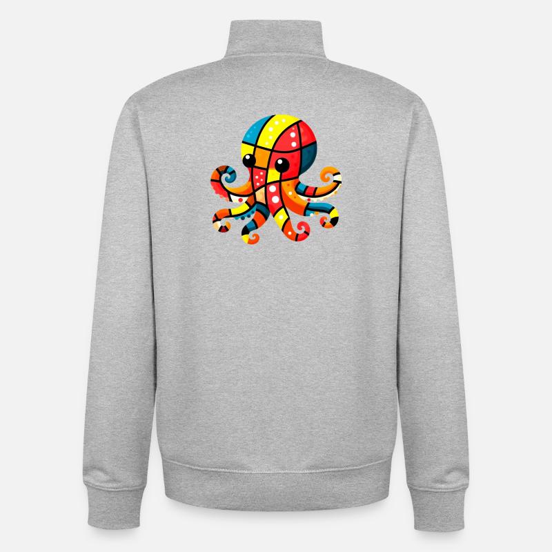 Pieuvre - Sweat zippé unisexe en coton bio Stanley/Stella - gris chiné