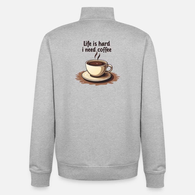 Kaffeetasse mit Textmotivation - Unisex Organic Zip Sweatshirt von Stanley/Stella - Grau meliert